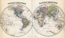 Western and Eastern Hemispheres Map, Baltimore and Anne Arundel County 1878